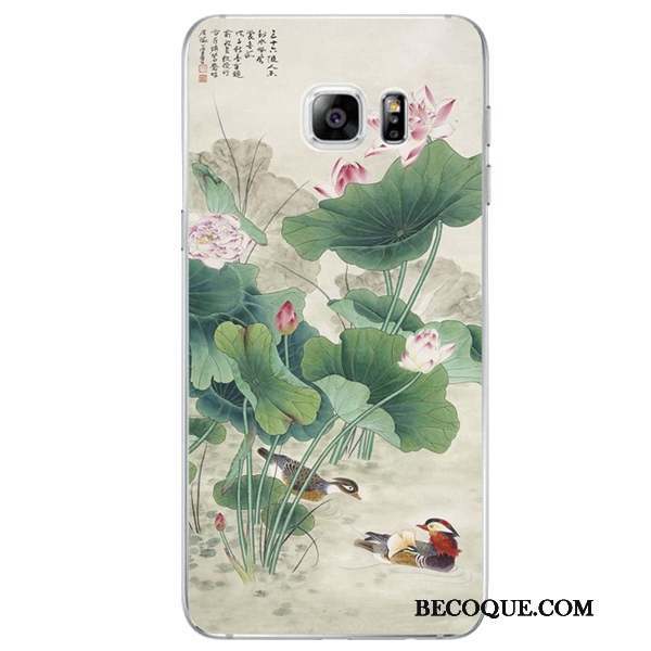 Samsung Galaxy Note 8 Peinte À La Main Vintage Coque De Téléphone Fluide Doux Style Chinois Violet