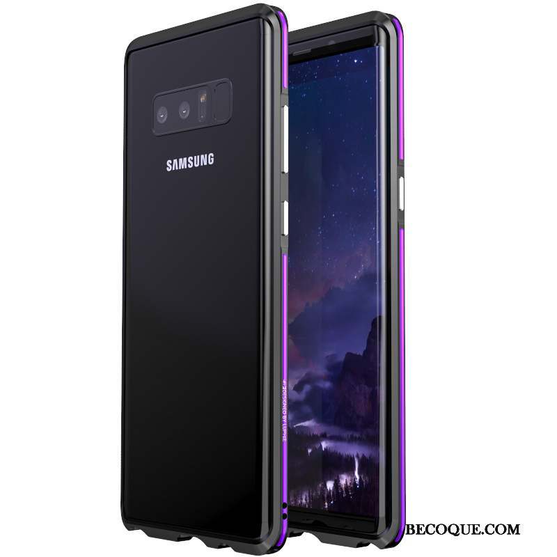 Samsung Galaxy Note 8 Protection Bleu Étui Coque Border Métal