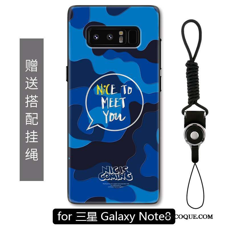Samsung Galaxy Note 8 Protection Étui Camouflage Bleu Coque De Téléphone Délavé En Daim