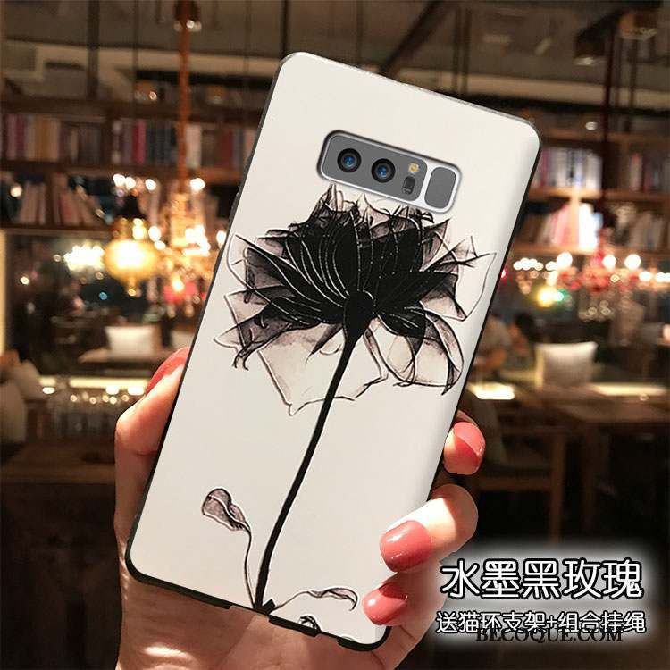 Samsung Galaxy Note 8 Tendance Fleur Coque De Téléphone Ornements Suspendus Fleurs Blanc