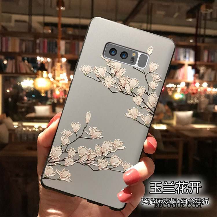 Samsung Galaxy Note 8 Tendance Fleur Coque De Téléphone Ornements Suspendus Fleurs Blanc