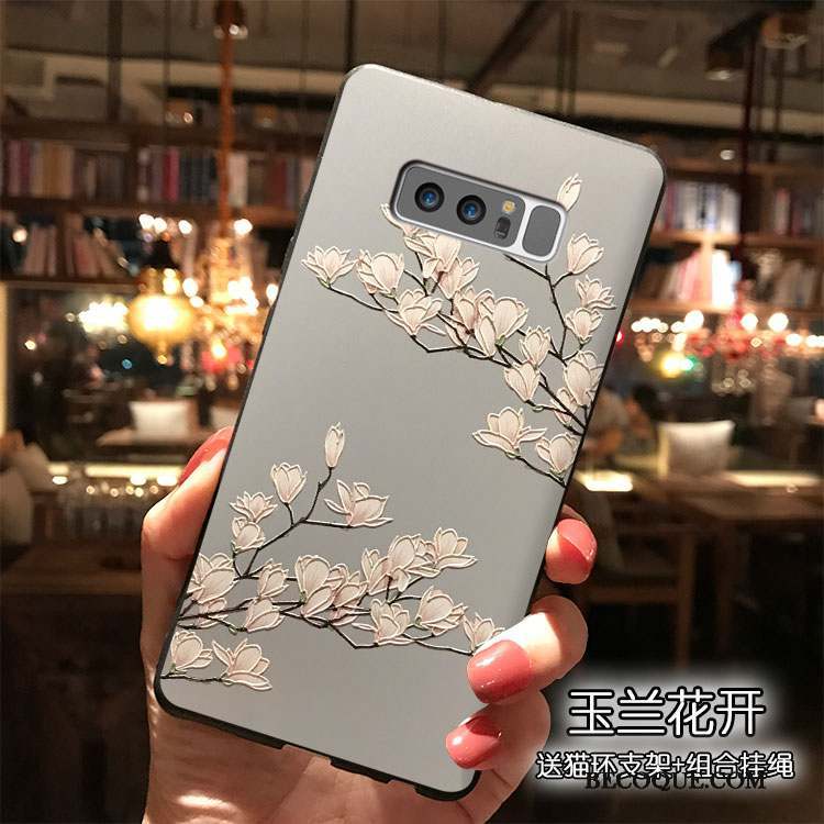 Samsung Galaxy Note 8 Tendance Fleur Coque De Téléphone Ornements Suspendus Fleurs Blanc
