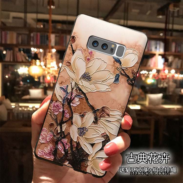 Samsung Galaxy Note 8 Tendance Fleur Coque De Téléphone Ornements Suspendus Fleurs Blanc