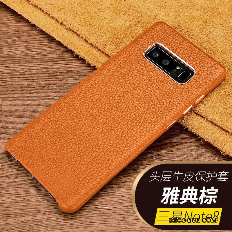 Samsung Galaxy Note 8 Tout Compris Business Incassable Noir Coque Cuir Véritable