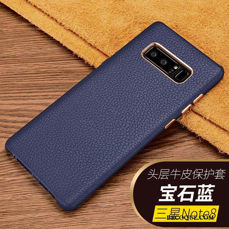 Samsung Galaxy Note 8 Tout Compris Business Incassable Noir Coque Cuir Véritable