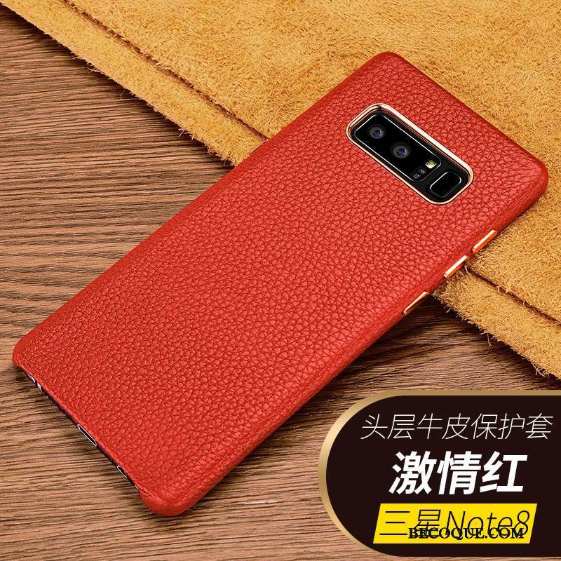 Samsung Galaxy Note 8 Tout Compris Business Incassable Noir Coque Cuir Véritable