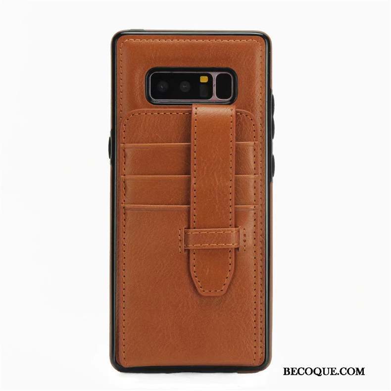 Samsung Galaxy Note 8 Téléphone Portable Incassable Marron Coque Ornements Suspendus Portefeuille