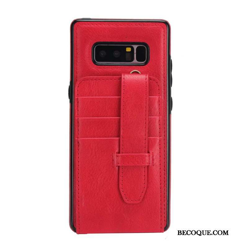 Samsung Galaxy Note 8 Téléphone Portable Incassable Marron Coque Ornements Suspendus Portefeuille