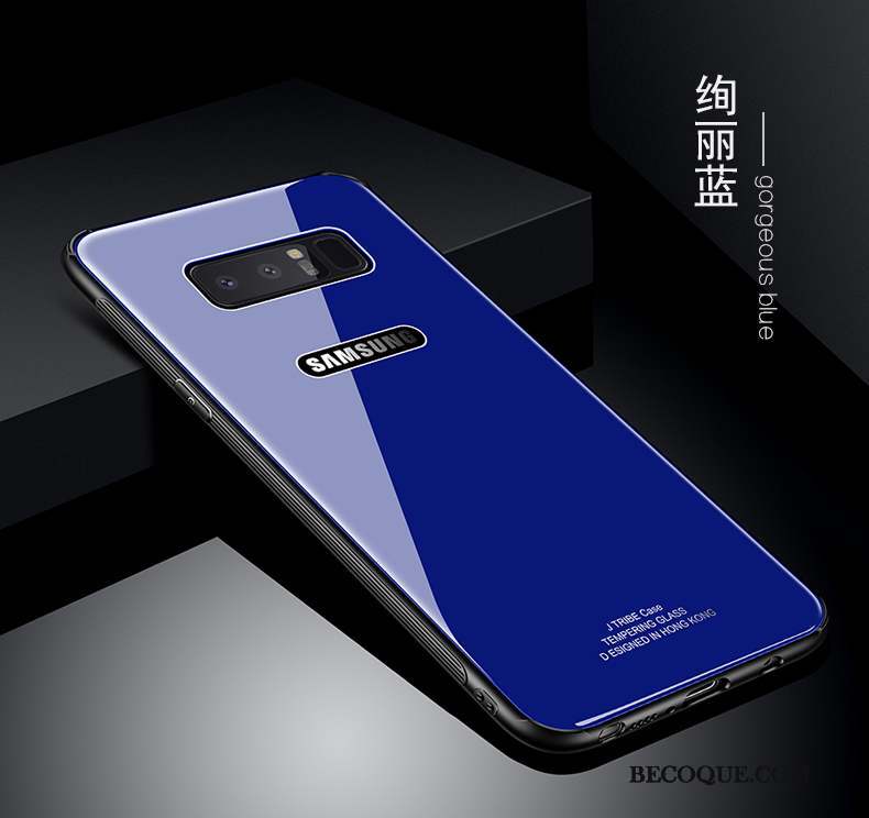 Samsung Galaxy Note 8 Verre Coque De Téléphone Bleu Étui Protection Couvercle Arrière