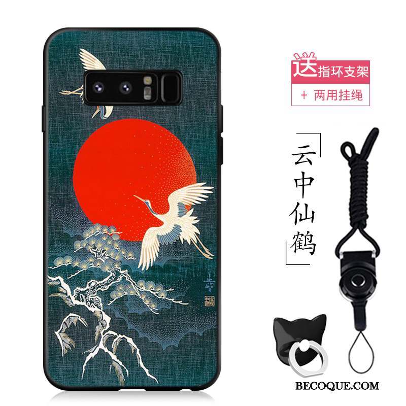 Samsung Galaxy Note 8 Vintage Incassable Coque De Téléphone Étui Multicolore Grue