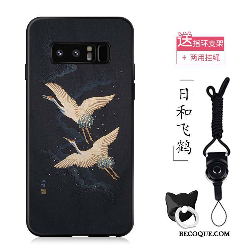 Samsung Galaxy Note 8 Vintage Incassable Coque De Téléphone Étui Multicolore Grue