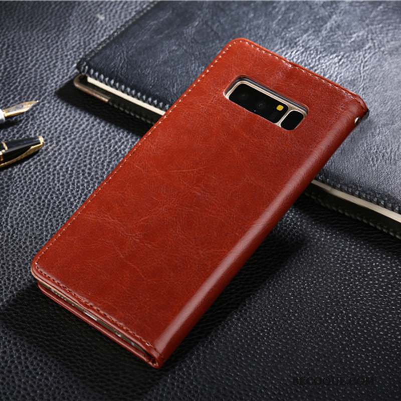 Samsung Galaxy Note 8 Étui En Cuir Coque De Téléphone Housse Protection Noir