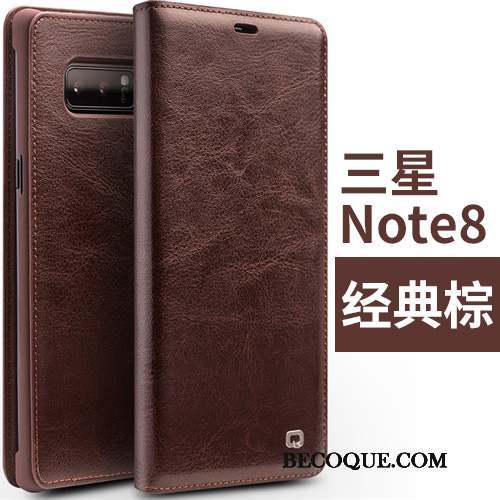 Samsung Galaxy Note 8 Étui Housse Protection Marron Coque De Téléphone Étui En Cuir