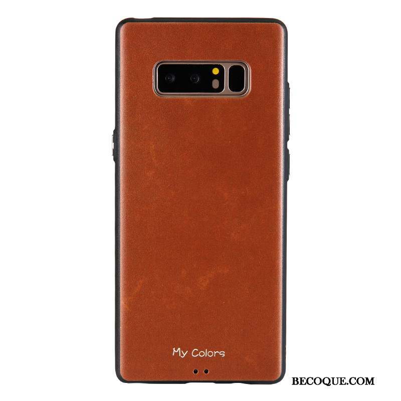 Samsung Galaxy Note 8 Étui Protection Coque De Téléphone Fluide Doux Noir Similicuir