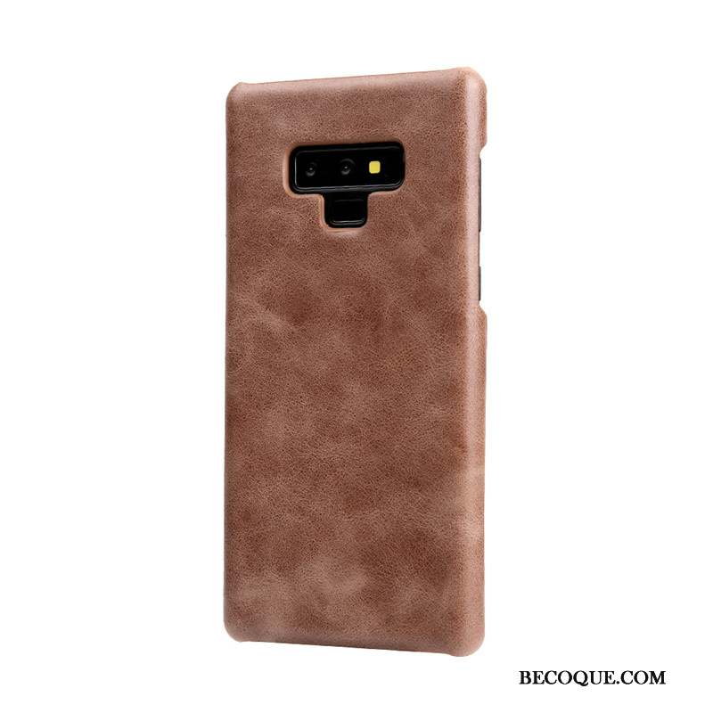 Samsung Galaxy Note 9 Bleu Cuir Délavé En Daim Coque Cuir Véritable Cuir Haut