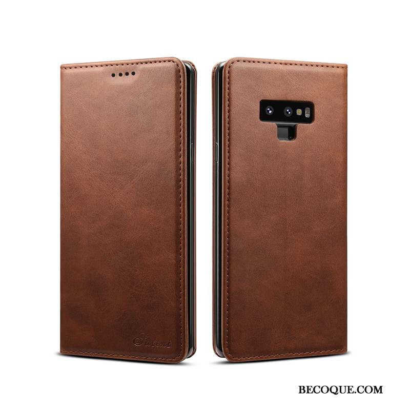 Samsung Galaxy Note 9 Coque Étui En Cuir Support Rouge Incassable Protection Carte