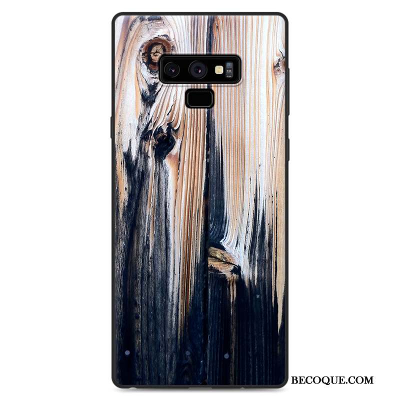 Samsung Galaxy Note 9 Grain De Bois Simple Protection Coque De Téléphone Étui Noir