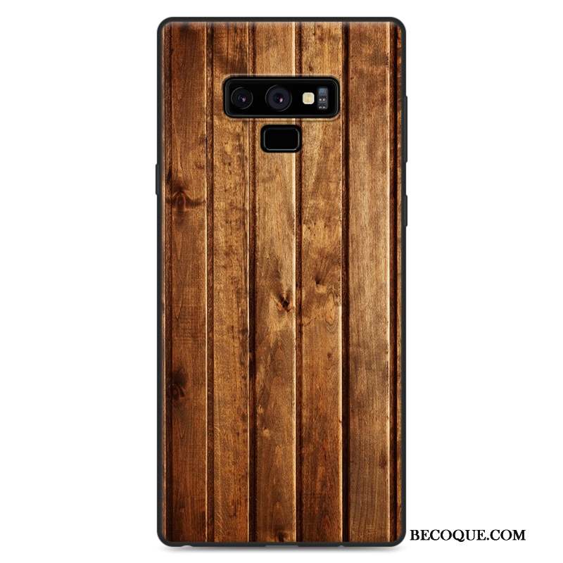 Samsung Galaxy Note 9 Grain De Bois Simple Protection Coque De Téléphone Étui Noir