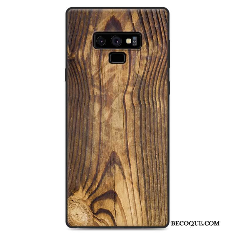 Samsung Galaxy Note 9 Grain De Bois Simple Protection Coque De Téléphone Étui Noir