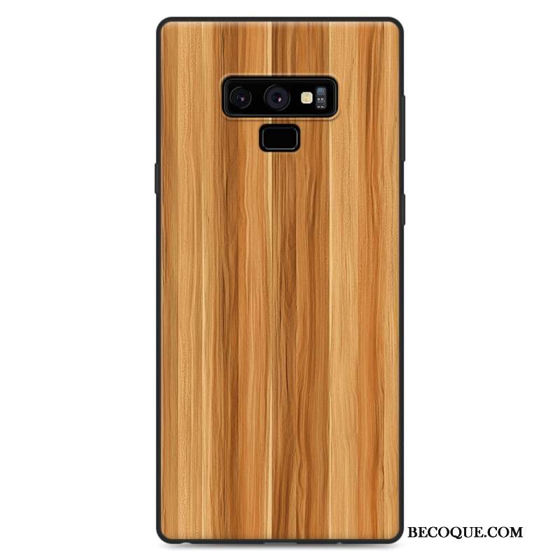 Samsung Galaxy Note 9 Grain De Bois Simple Protection Coque De Téléphone Étui Noir