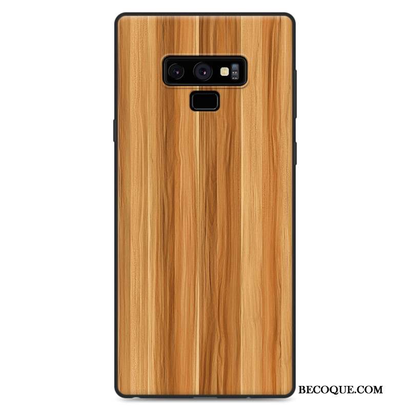 Samsung Galaxy Note 9 Grain De Bois Simple Protection Coque De Téléphone Étui Noir