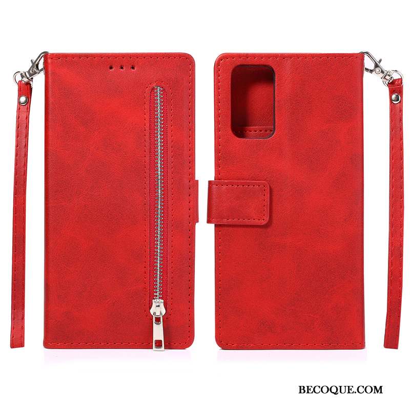 Samsung Galaxy Note20 Ultra Coque Téléphone Portable Rouge Étui En Cuir