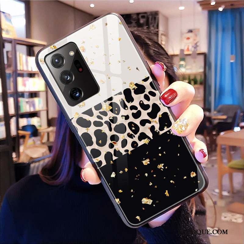 Samsung Galaxy Note20 Ultra Verre Coque De Téléphone Léopard Étui Mode Rose