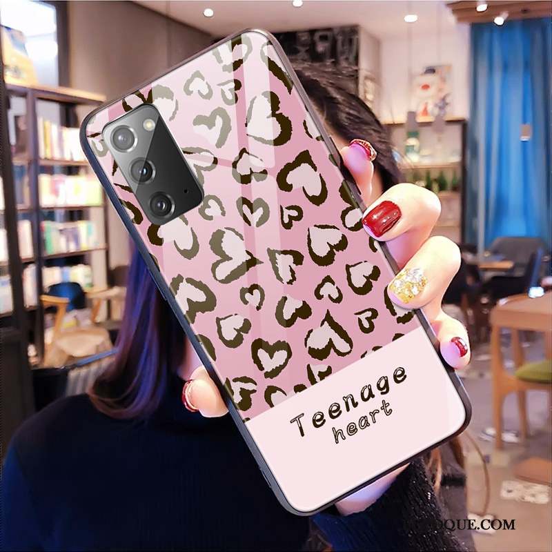 Samsung Galaxy Note20 Verre Modèle Coque De Téléphone Marque De Tendance Rose Personnalisé