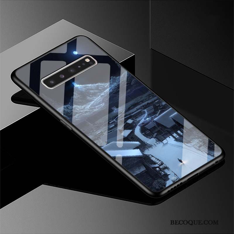 Samsung Galaxy S10 5g Bleu Miroir Verre Incassable Coque De Téléphone Protection