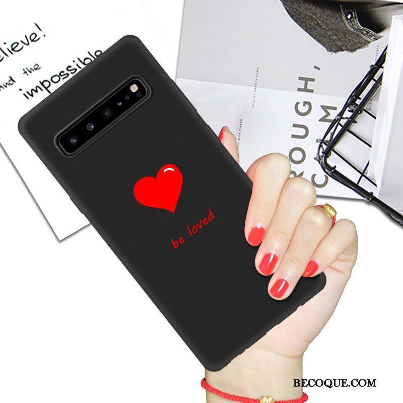 Samsung Galaxy S10 5g Coque De Téléphone Dessin Animé Net Rouge Étui Noir Protection