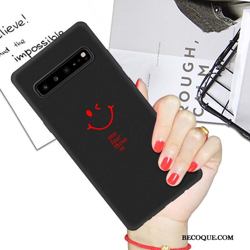 Samsung Galaxy S10 5g Coque De Téléphone Dessin Animé Net Rouge Étui Noir Protection