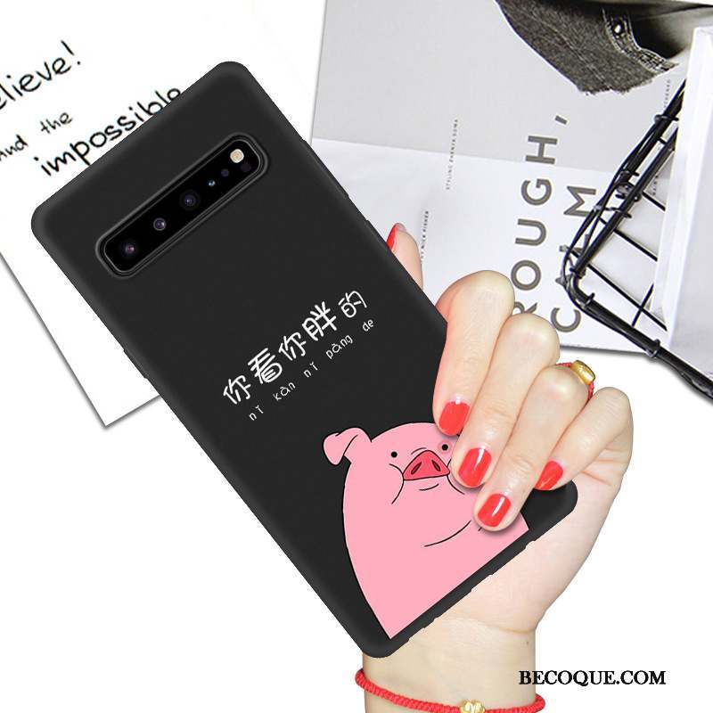 Samsung Galaxy S10 5g Coque De Téléphone Dessin Animé Net Rouge Étui Noir Protection