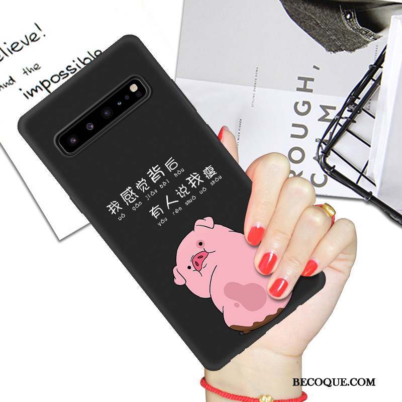 Samsung Galaxy S10 5g Coque De Téléphone Dessin Animé Net Rouge Étui Noir Protection