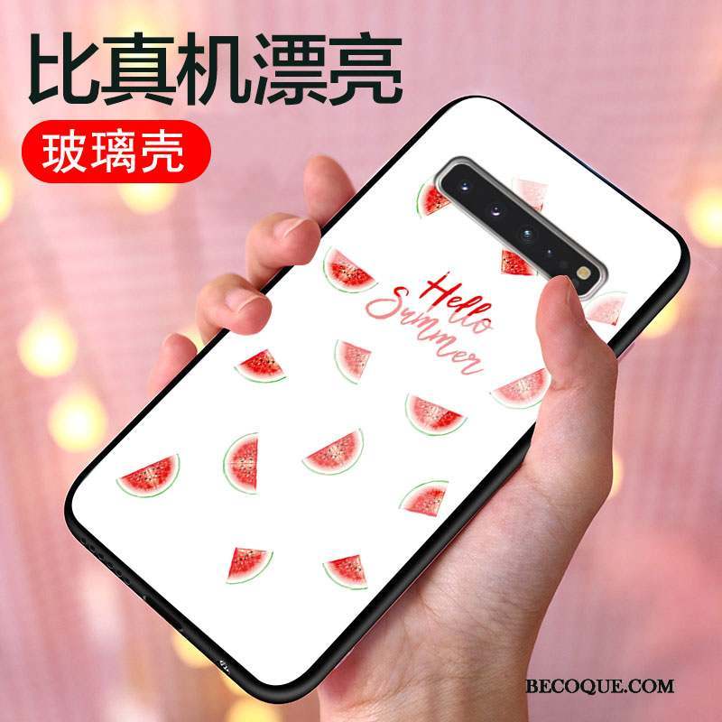 Samsung Galaxy S10 5g Coque Dessin Animé Rose Protection Frais Charmant Verre