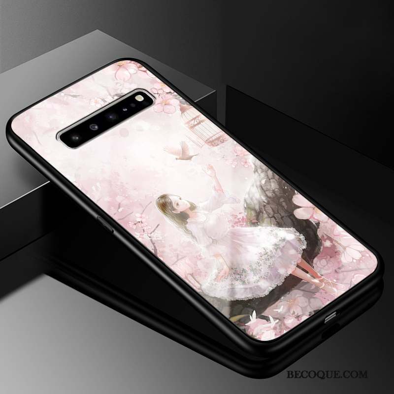 Samsung Galaxy S10 5g Coque Tout Compris Téléphone Portable Rose Verre Protection Fluide Doux