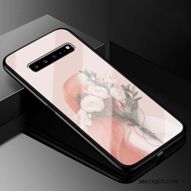 Samsung Galaxy S10 5g Coque Tout Compris Téléphone Portable Rose Verre Protection Fluide Doux