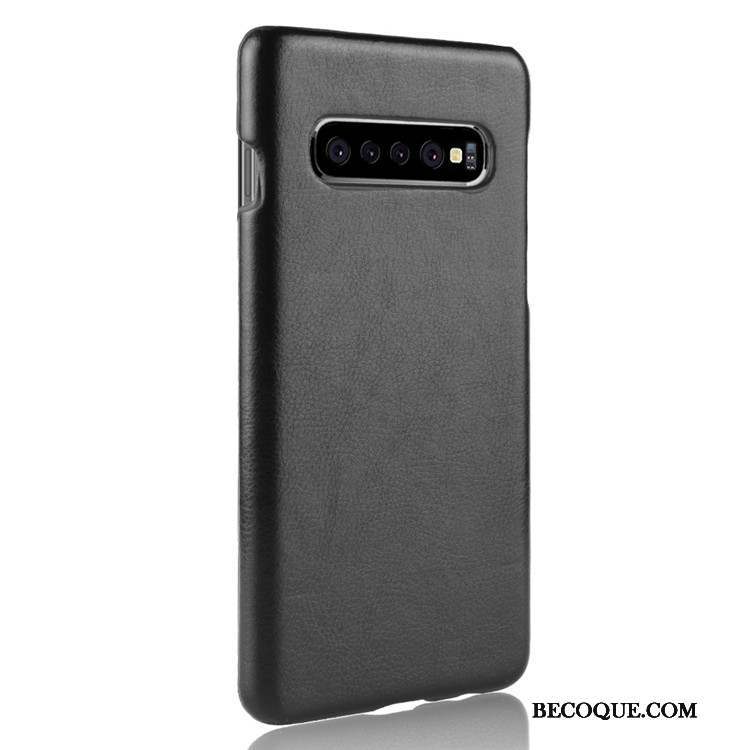 Samsung Galaxy S10 5g Litchi Coque Cuir Qualité De Téléphone Étui