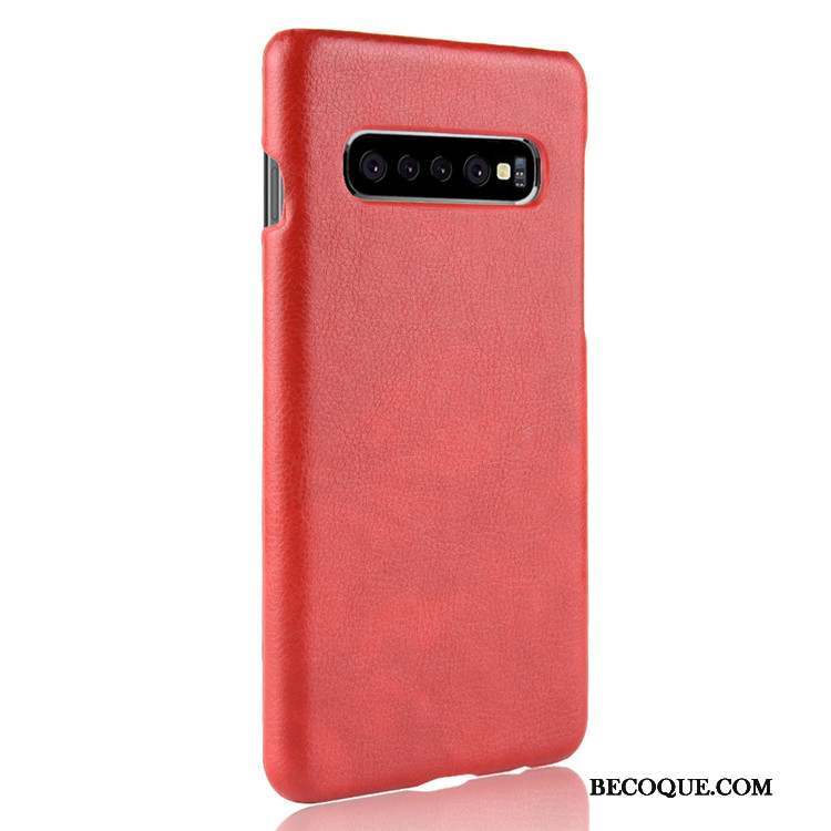 Samsung Galaxy S10 5g Litchi Coque Cuir Qualité De Téléphone Étui