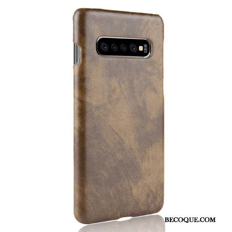 Samsung Galaxy S10 5g Litchi Coque Cuir Qualité De Téléphone Étui