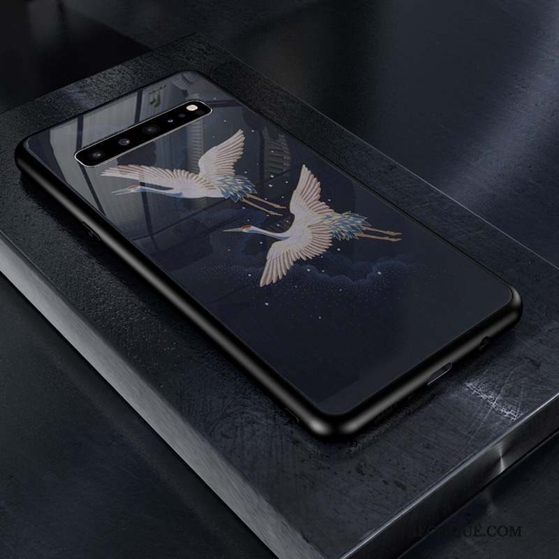 Samsung Galaxy S10 5g Net Rouge Personnalité Bleu Marin Coque De Téléphone Tendance Membrane