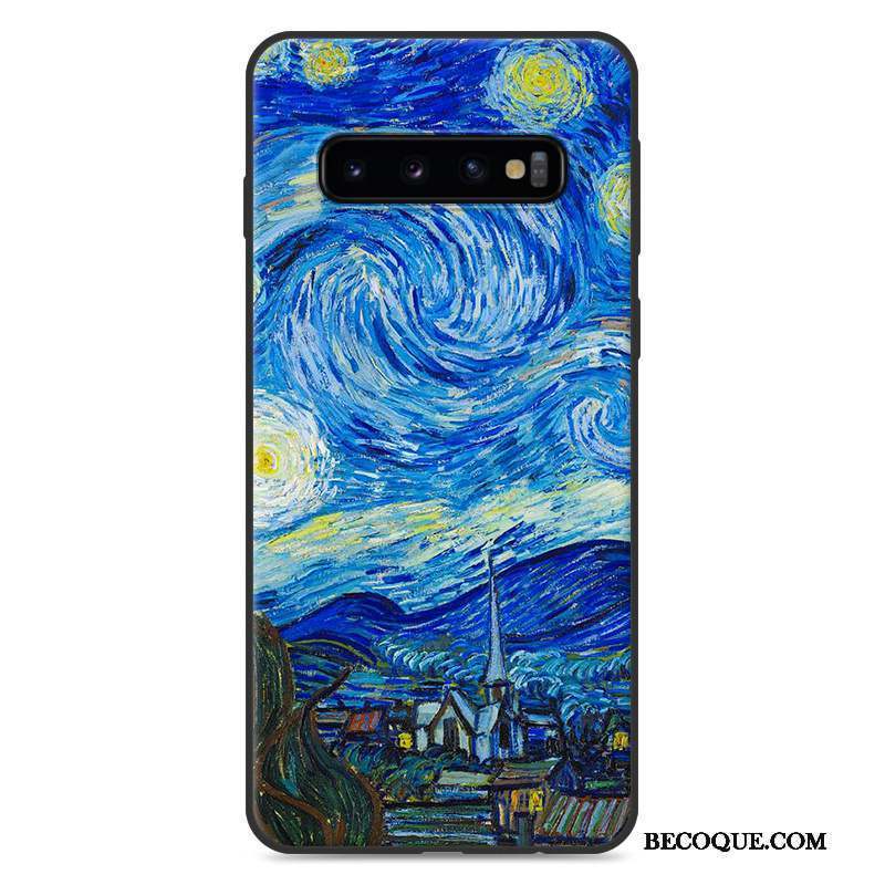 Samsung Galaxy S10+ Bleu Nouveau Coque De Téléphone Peinture Paysage Étui