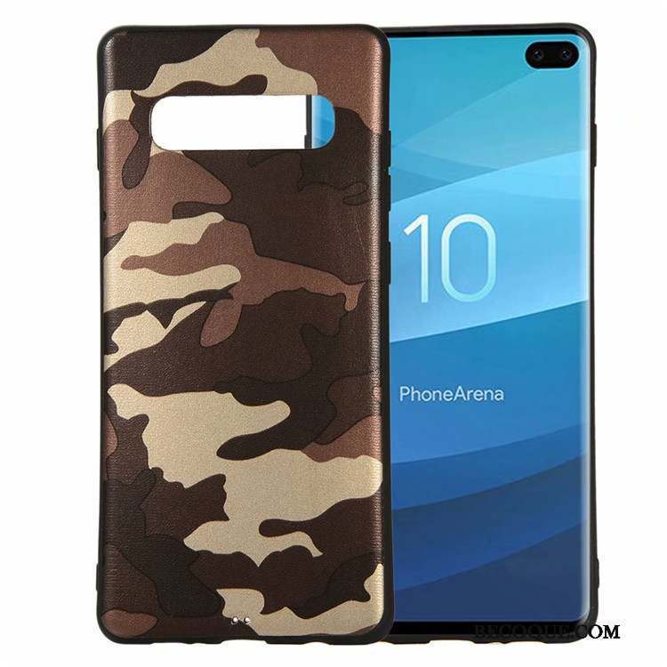 Samsung Galaxy S10+ Camouflage Pu Incassable Tout Compris Coque De Téléphone Blanc