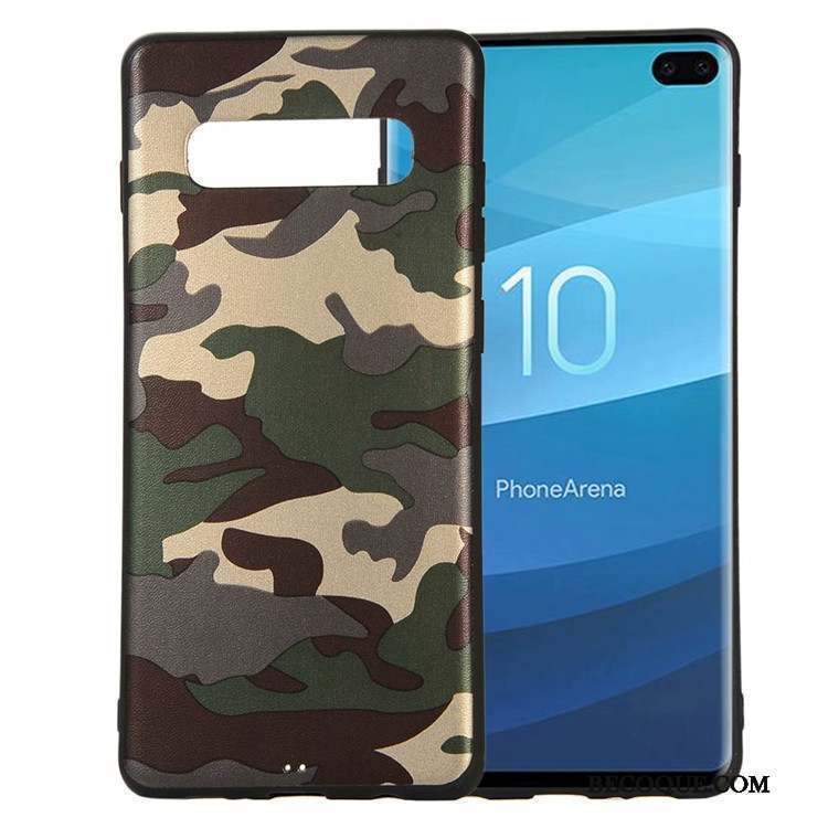 Samsung Galaxy S10+ Camouflage Pu Incassable Tout Compris Coque De Téléphone Blanc