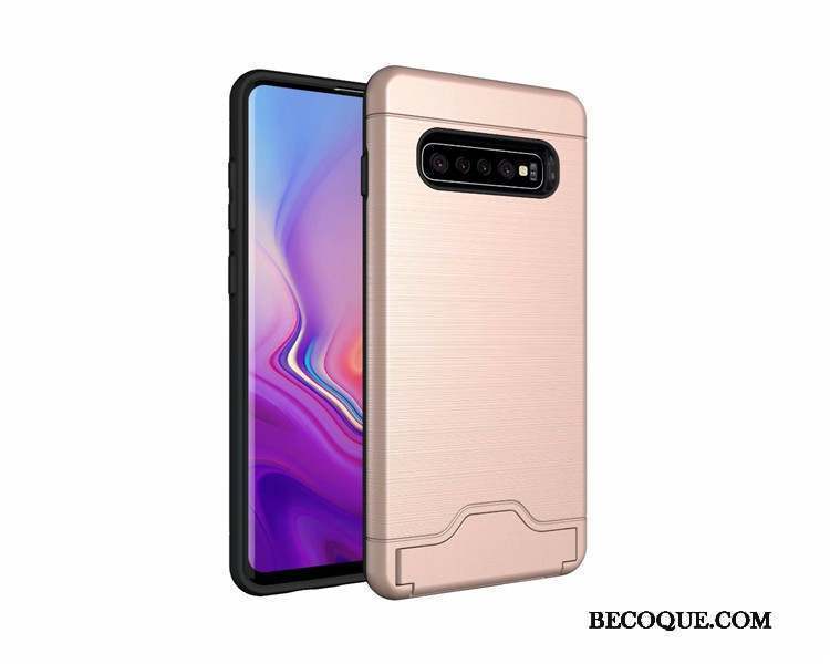 Samsung Galaxy S10+ Coque Carte Support Simple Incassable Étui Soie