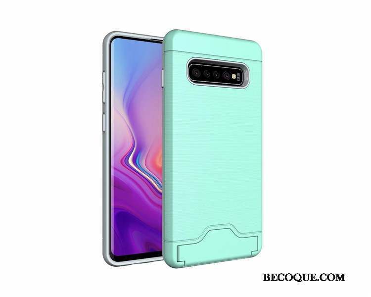 Samsung Galaxy S10+ Coque Carte Support Simple Incassable Étui Soie