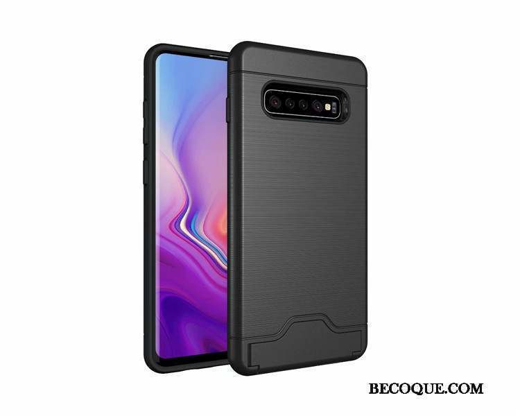 Samsung Galaxy S10+ Coque Carte Support Simple Incassable Étui Soie