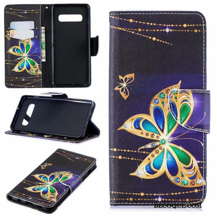 Samsung Galaxy S10+ Coque Créatif Peinture Étui En Cuir Carte Europe Support