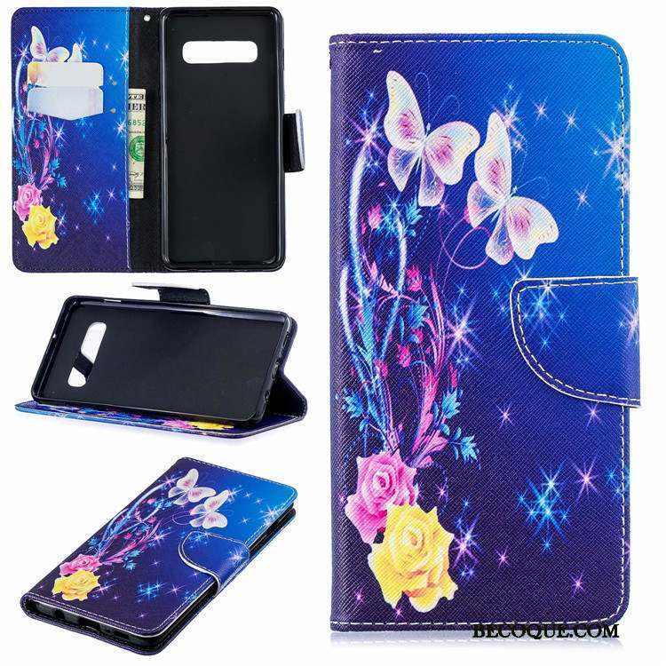 Samsung Galaxy S10+ Coque Créatif Peinture Étui En Cuir Carte Europe Support