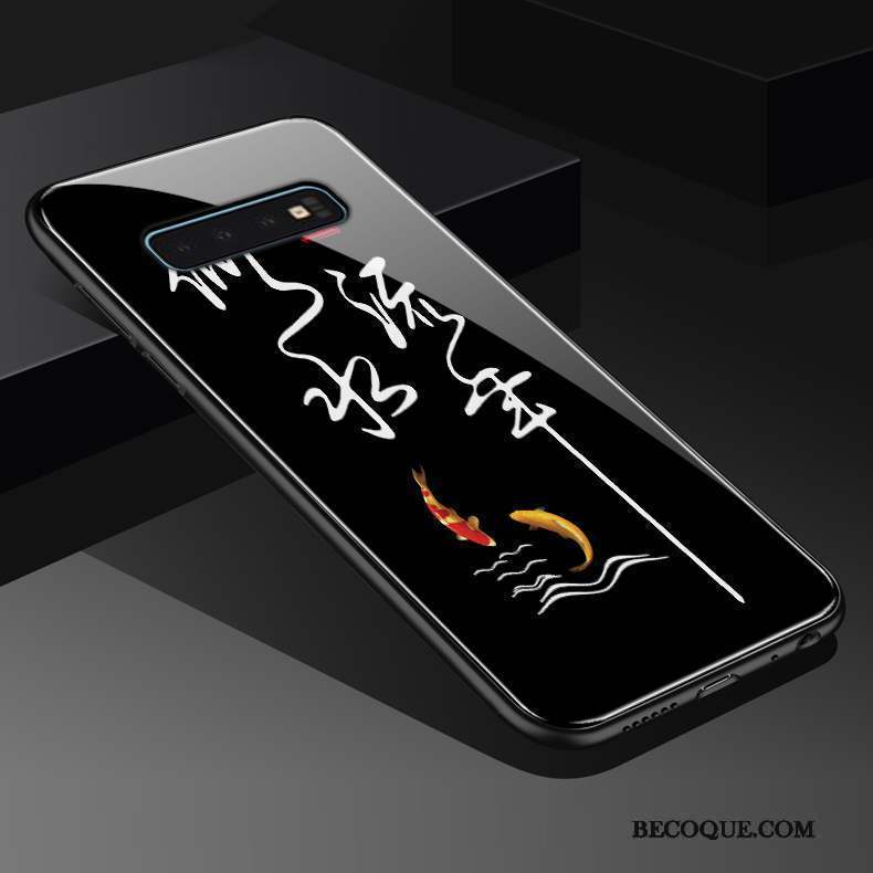 Samsung Galaxy S10+ Coque De Téléphone Tendance Protection Étui Style Chinois Noir