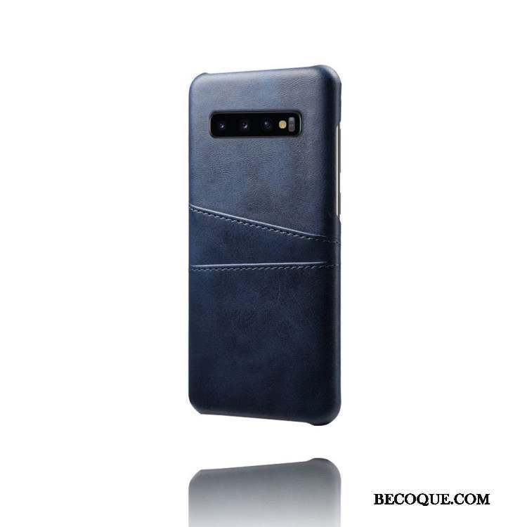 Samsung Galaxy S10 Coque De Téléphone Téléphone Portable Étui En Cuir Bleu Carte Protection